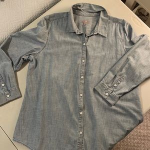 J Jill Chambray Long-sleeve Shirt With Collar and Cuffs Size XL
